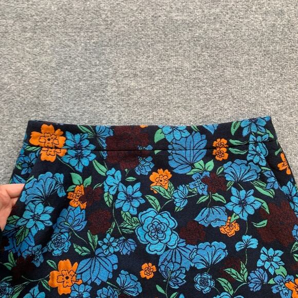 Loft Skirt Womens 6 Navy Multi Floral Pencil Inner Lined Back Zipper Woven Mini - Picture 4 of 12